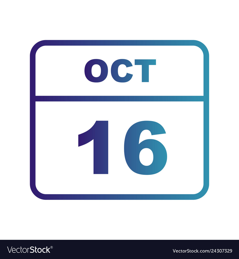 October 16th date on a single day calendar Vector Image