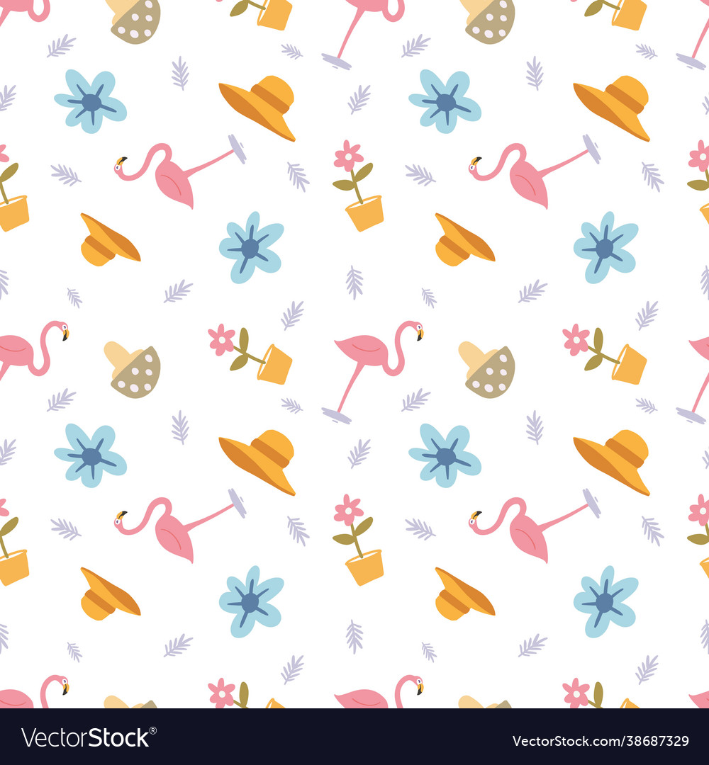 Outline a unique flamingo with other objects