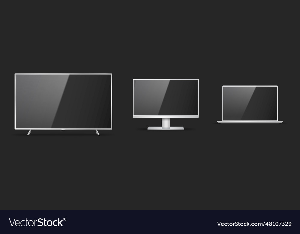 Set of realistic smart tv computer monitor