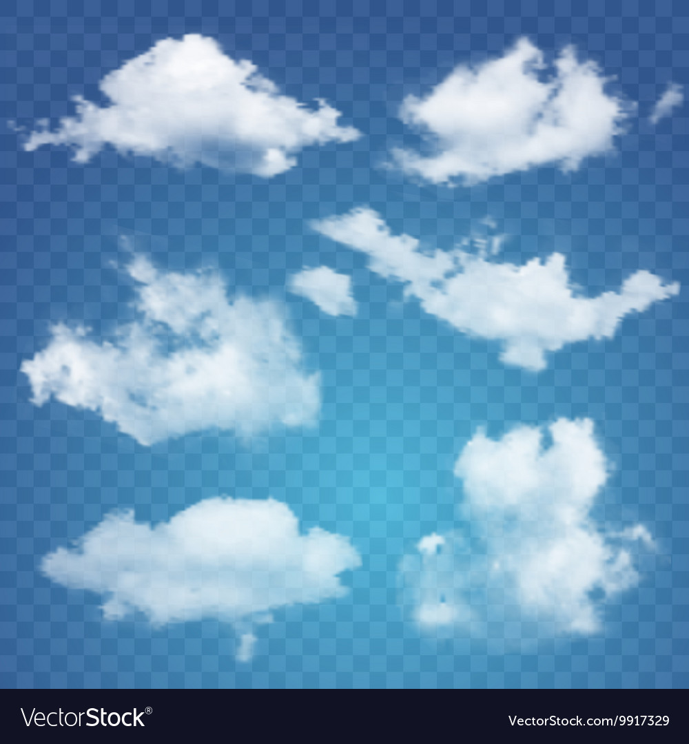 Set of transparent different clouds