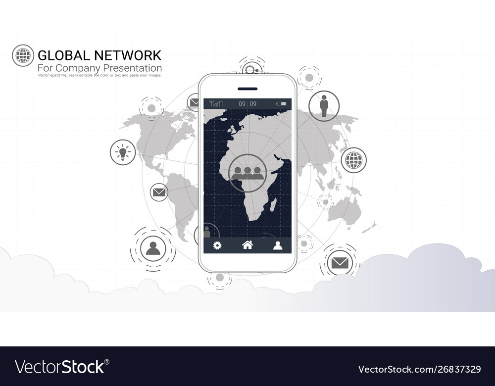 Smart phone screen with global network connection