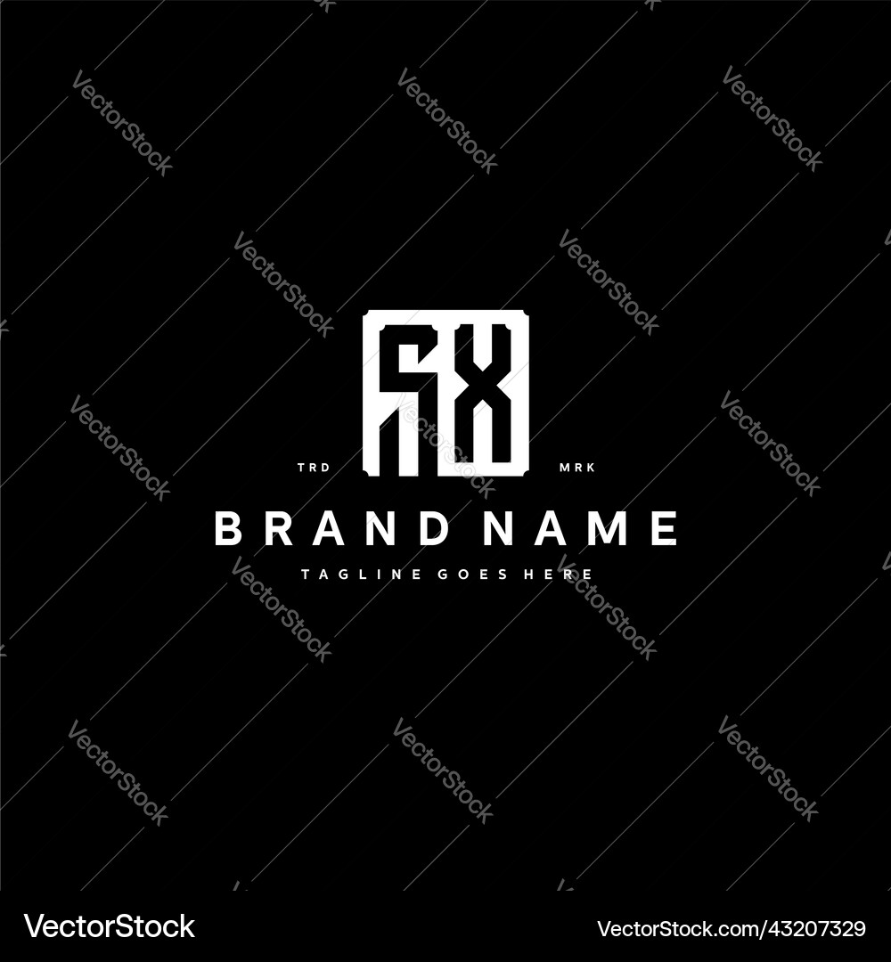 Sx monogram logo design with square rectangular Vector Image