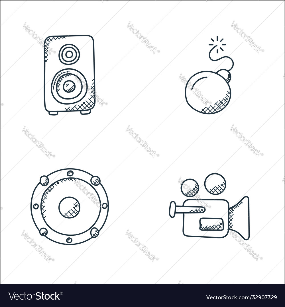 Technology line icons linear set quality vector image Technology line icons linear set quality
