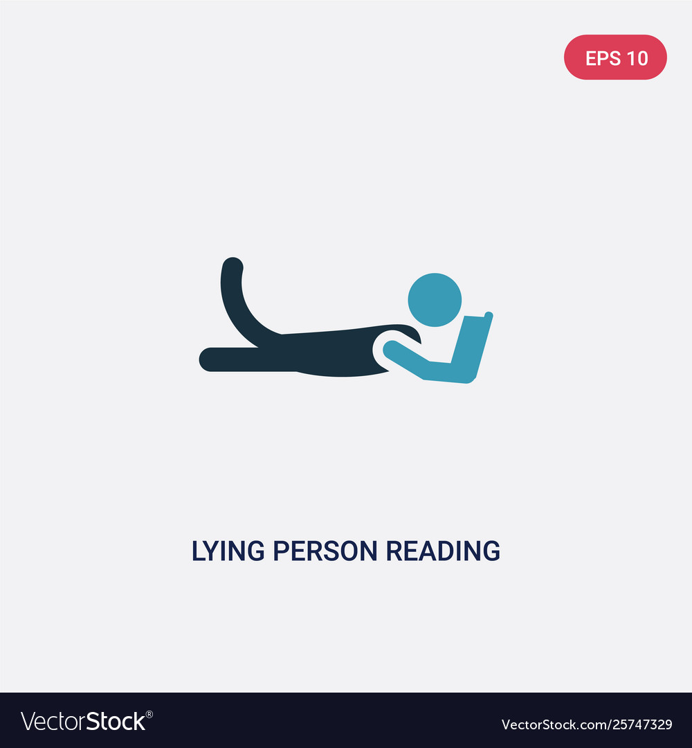 Two color lying person reading icon from people