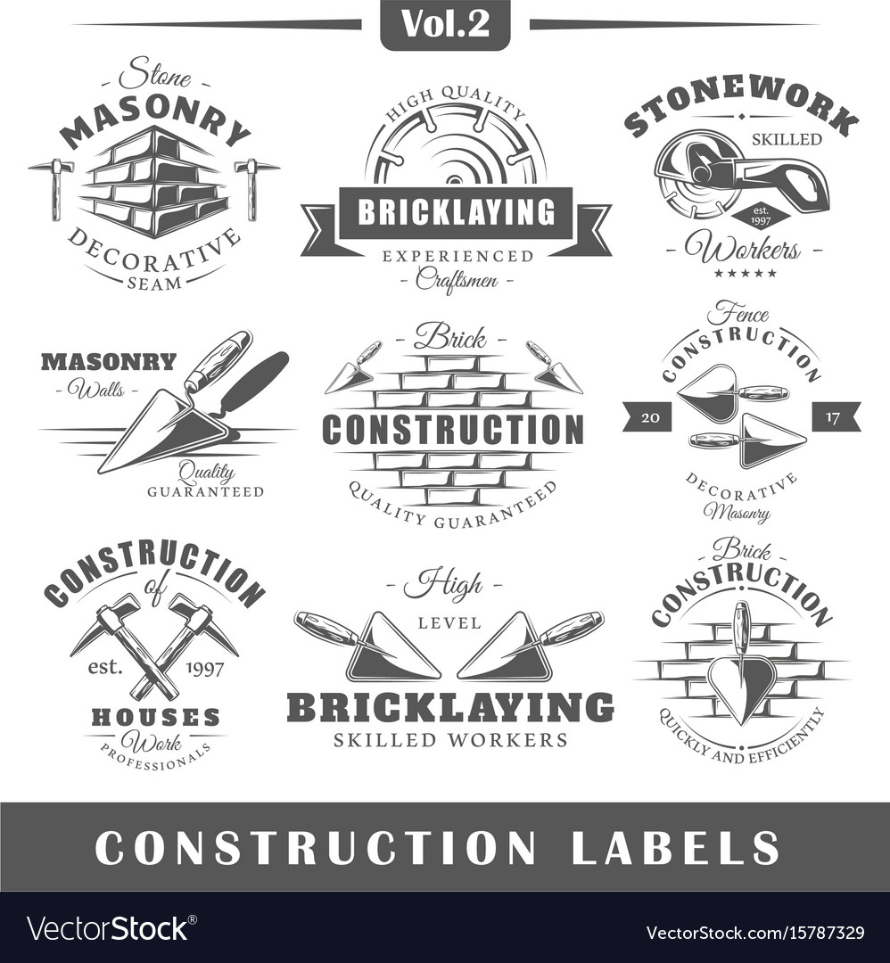 Vintage construction labels Royalty Free Vector Image