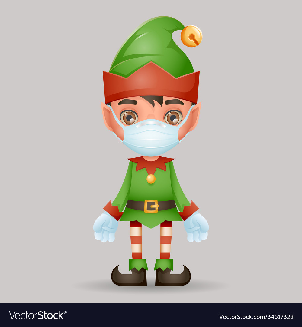 Virus protected christmas elf boy santa claus