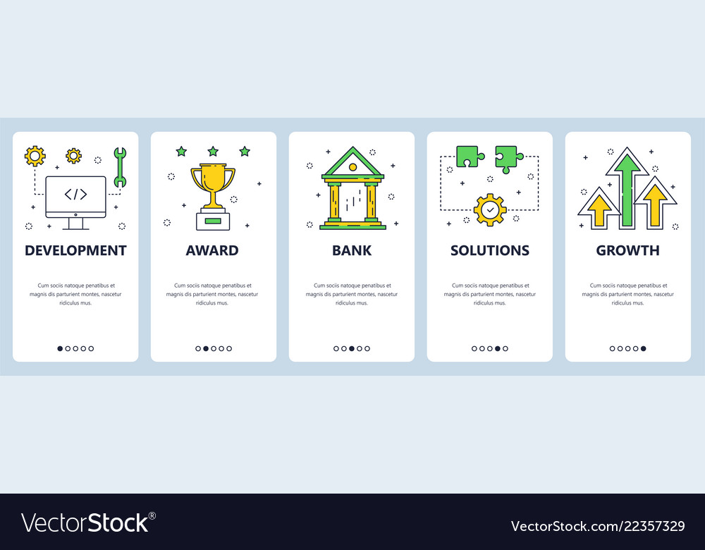 Web site linear art onboarding screens
