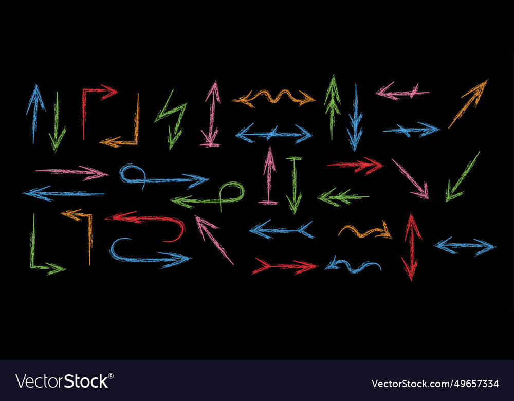 A set of different chalk arrows pointing Vector Image A set of different chalk arrows pointing