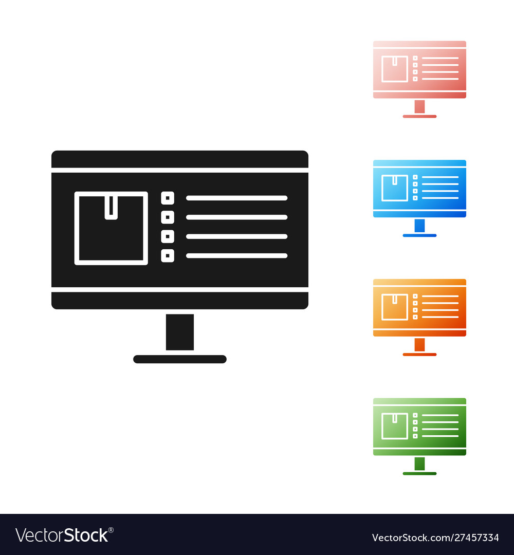 Black computer monitor with app delivery tracking Vector Image Black computer monitor with app delivery tracking