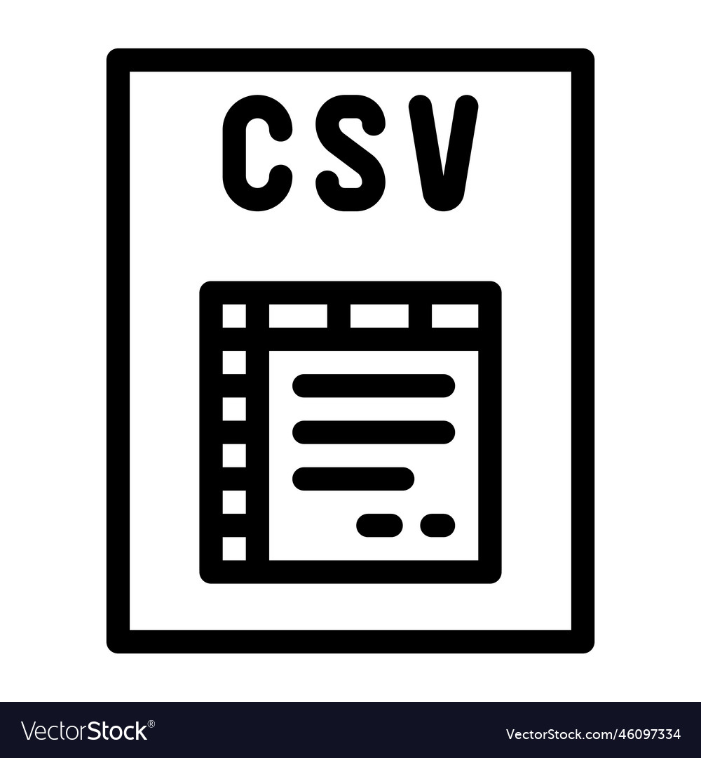 Csv file format document line icon vector image Csv file format document line icon