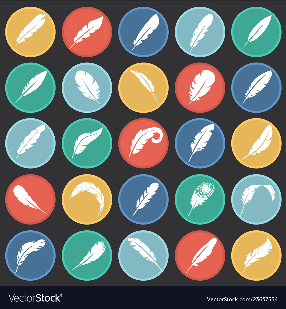 Feather icons set on color circles background vector image Feather icons set on color circles background