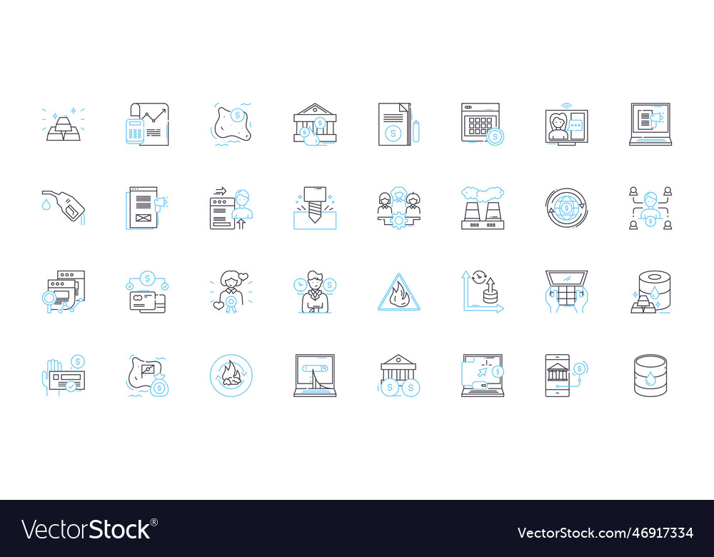 Fiscal dilemma linear icons set budget debt