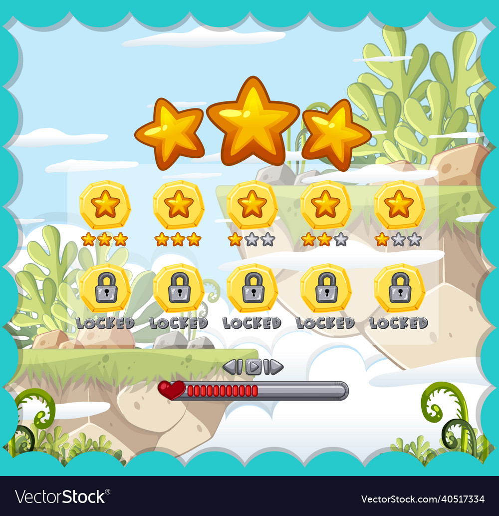 Game user interface with three stars vector image Game user interface with three stars