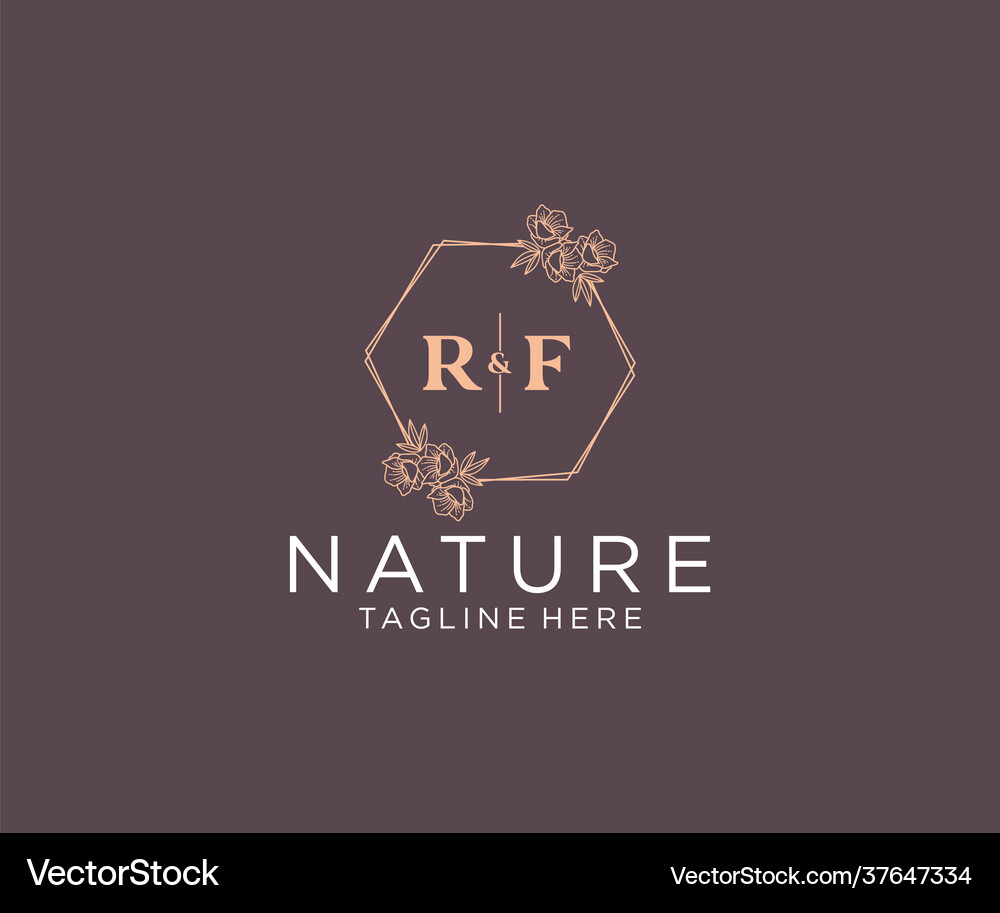 Initial rf letters floral frames botanical Vector Image
