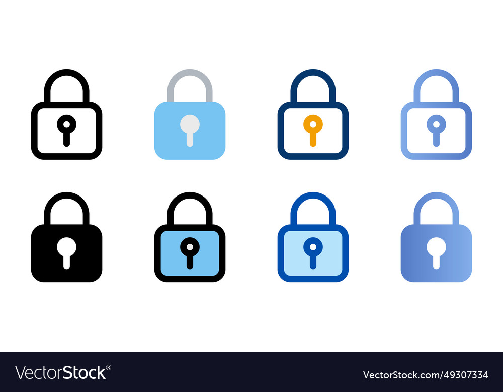 Lock icons in different style vector image Lock icons in different style