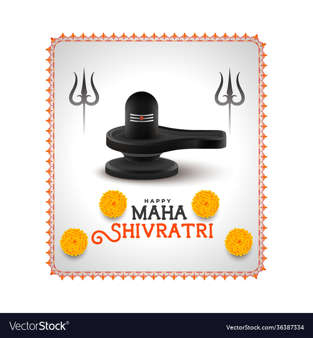 Maha shivratri greeting with shivling design Vector Image