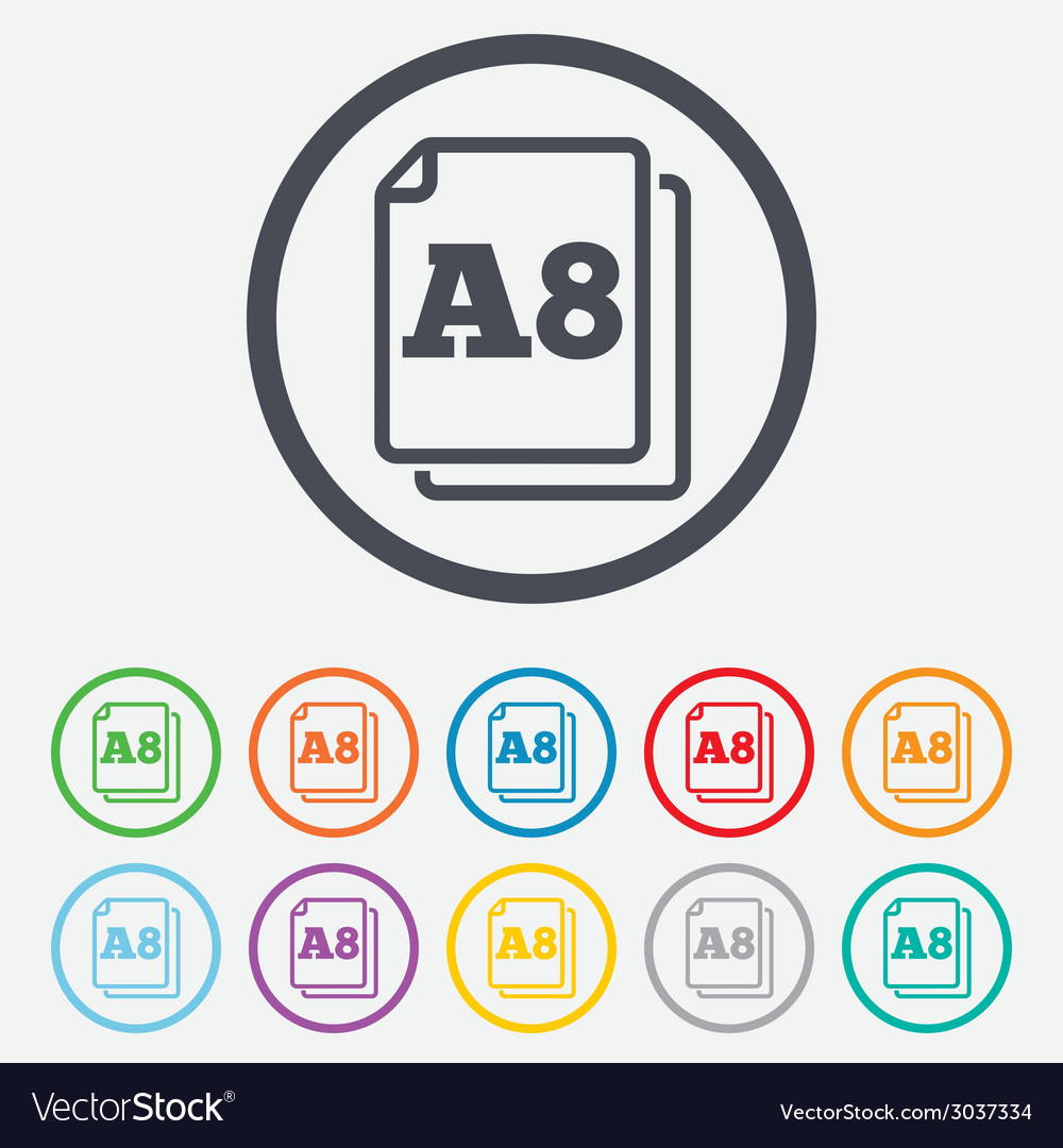 Paper size a8 standard icon document symbol