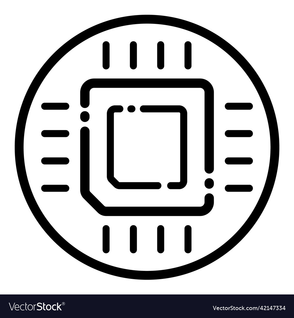 Processor cpu circle flat icon isolated on white