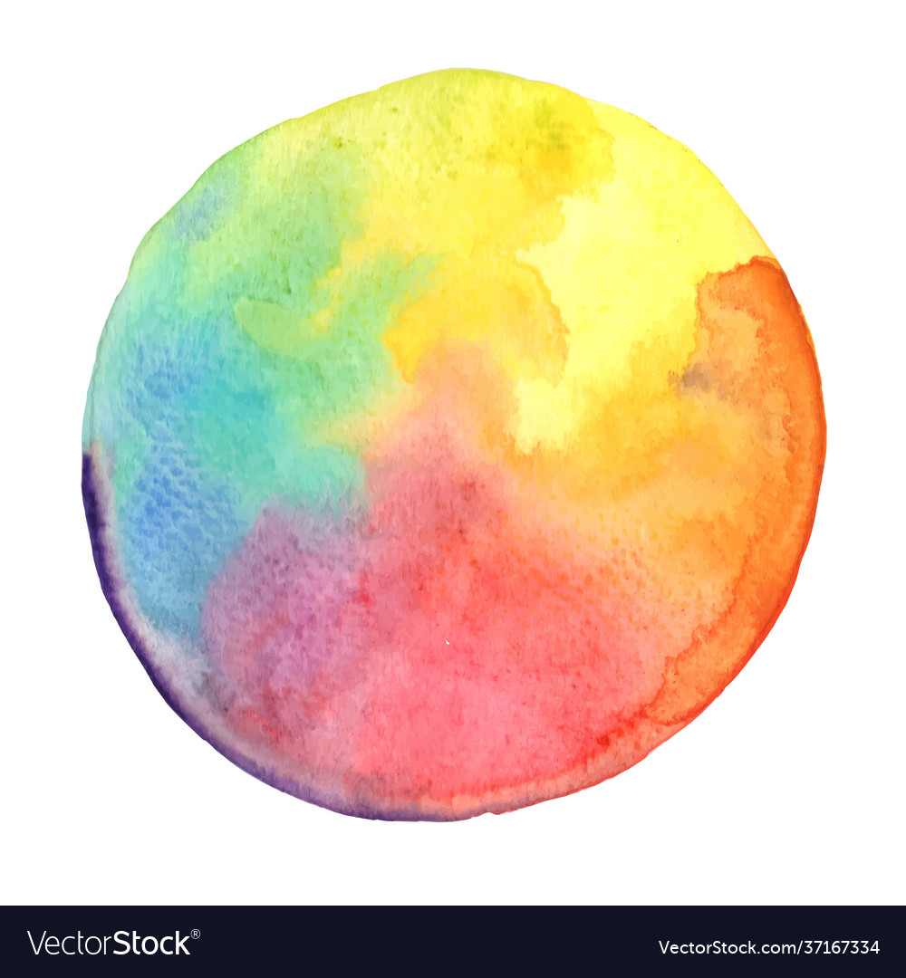 Rainbow color on circle shape banner watercolor Vector Image