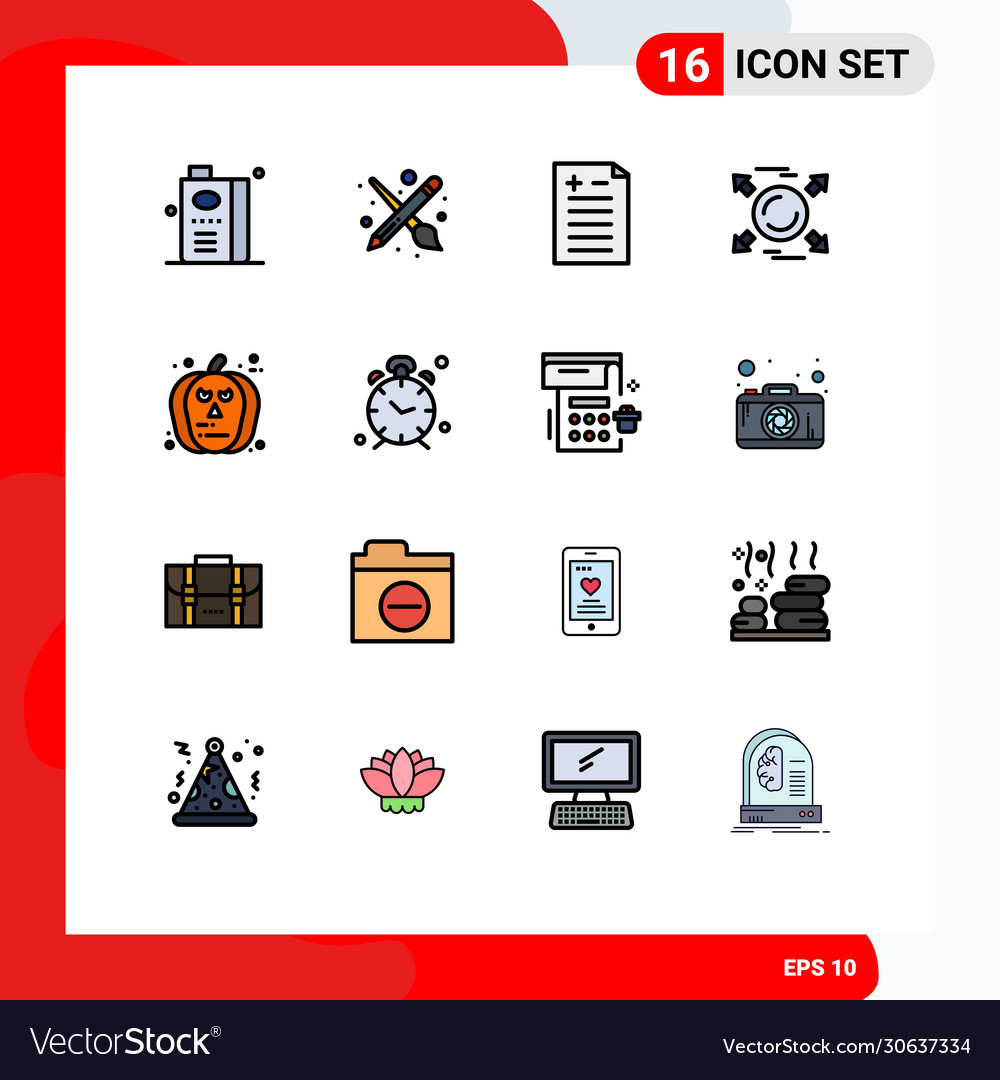 Set 16 flat color filled lines on grid