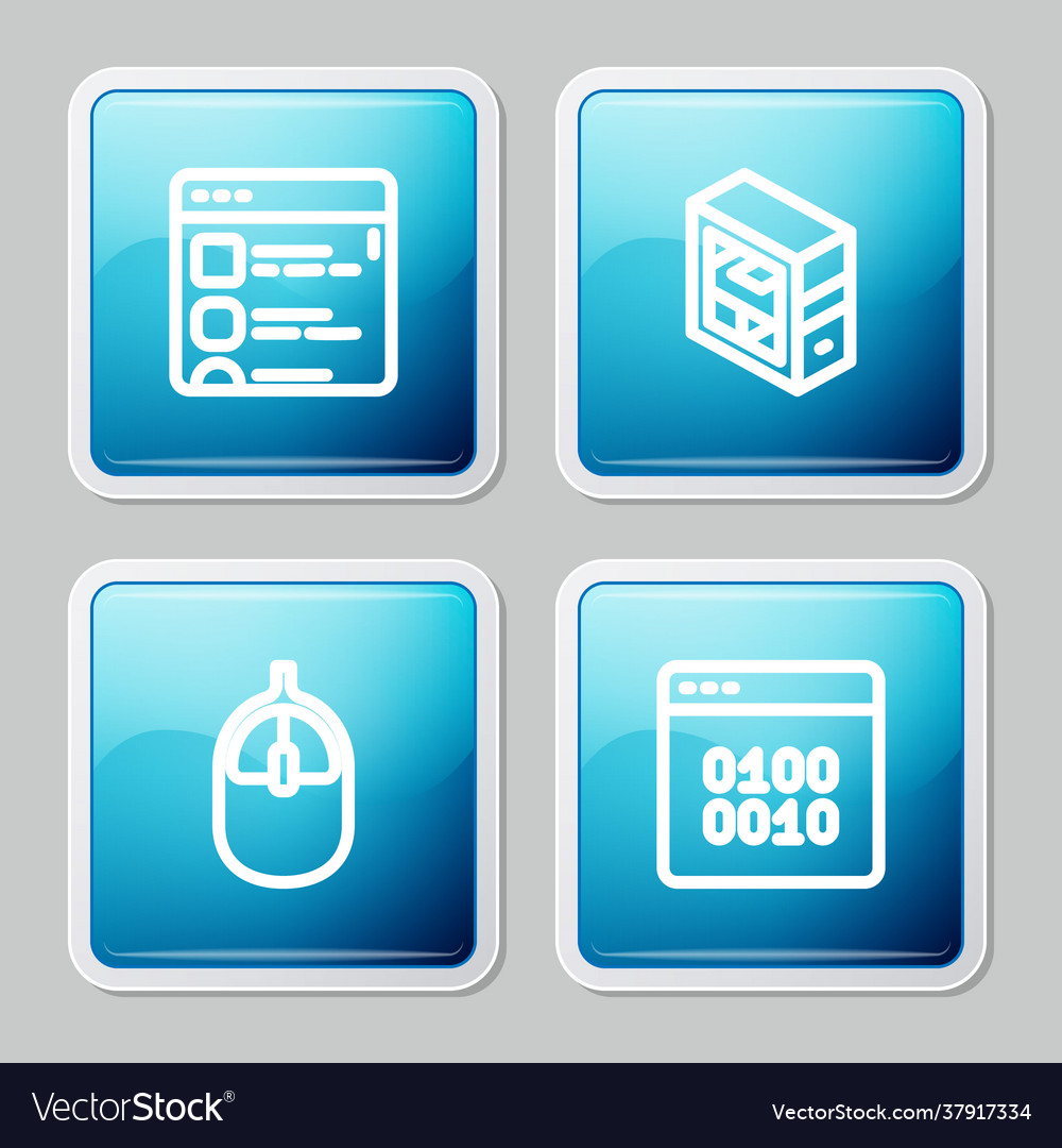 Set Zeile Browser-Dateien Computer Maus und binär vector image Set Zeile Browser-Dateien Computer Maus und binär