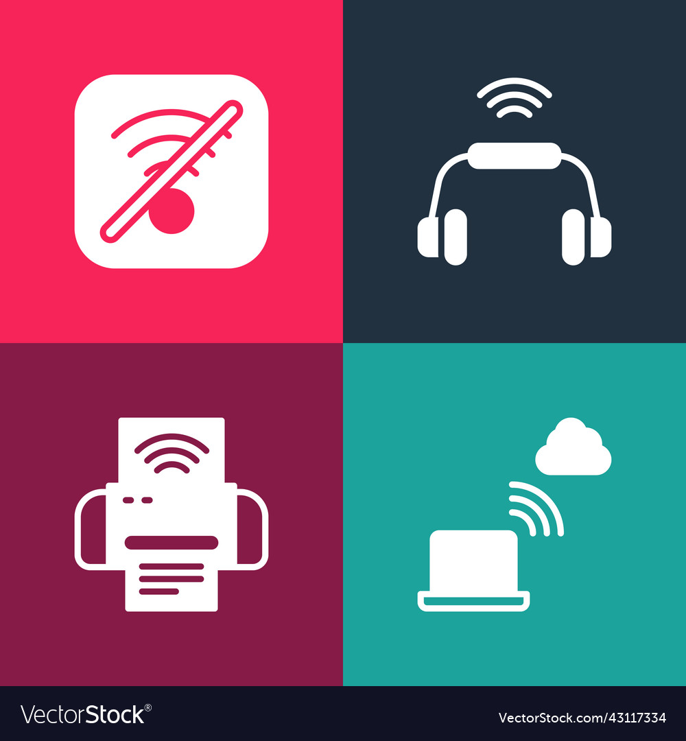 Set pop art network cloud connection smart