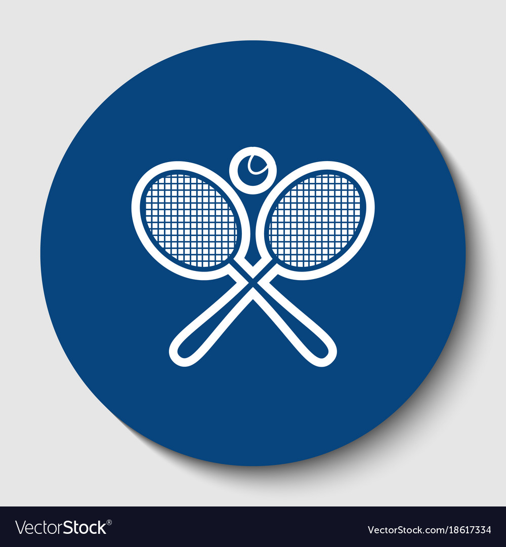 Two tennis racket with ball sign white