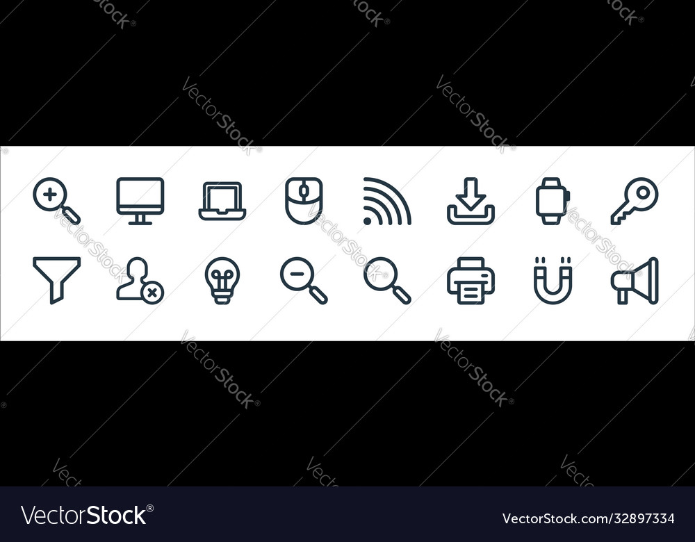 User interface line icons linear set quality vector image User interface line icons linear set quality