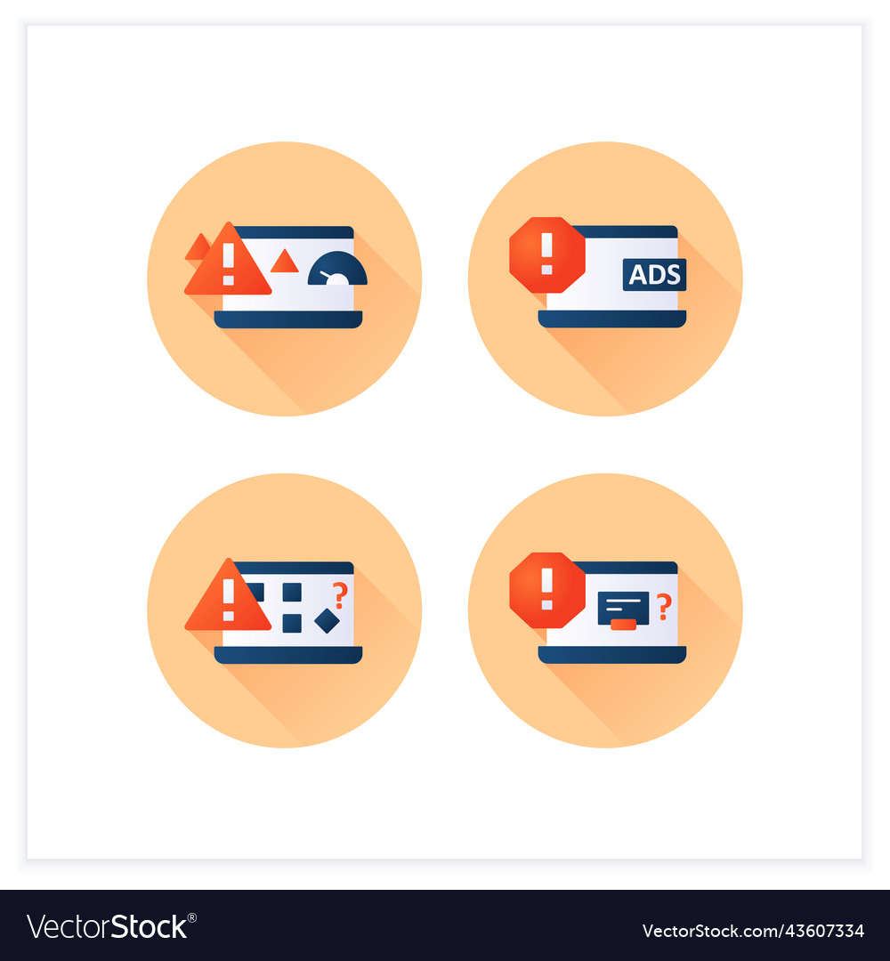 Warnings flat icons set