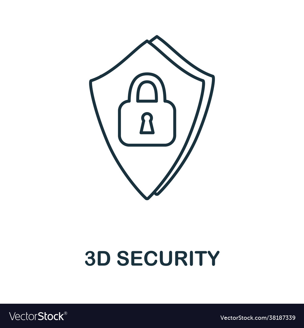 3d security line icon simple outline from