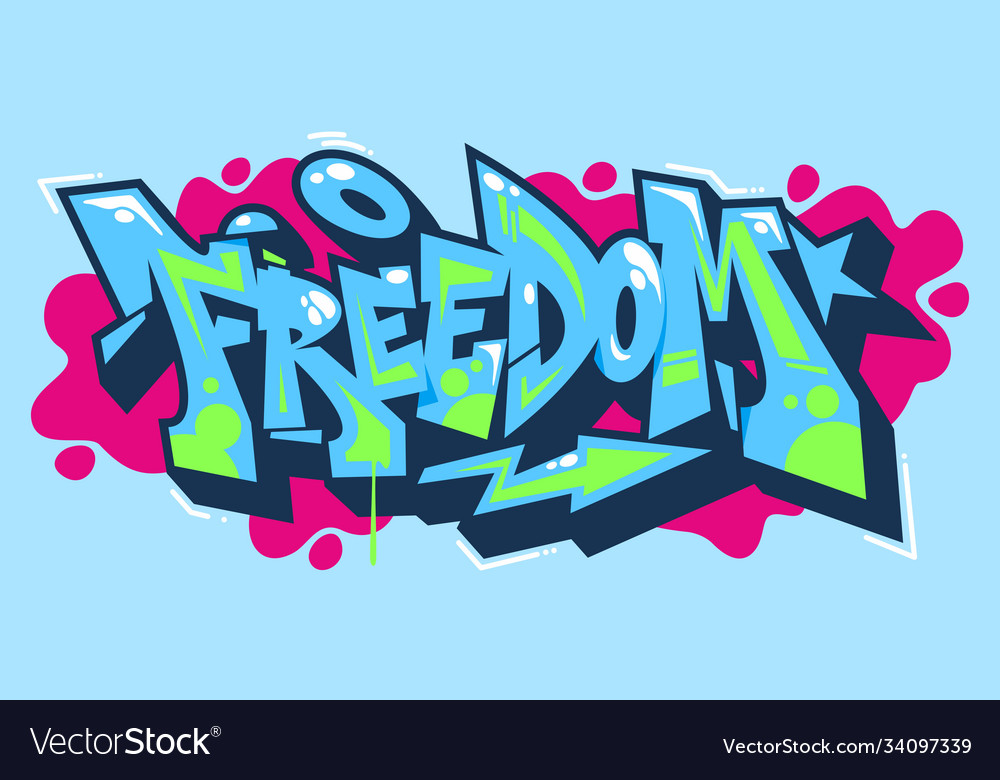 abstract-word-freedom-graffiti-style-font-vector-image