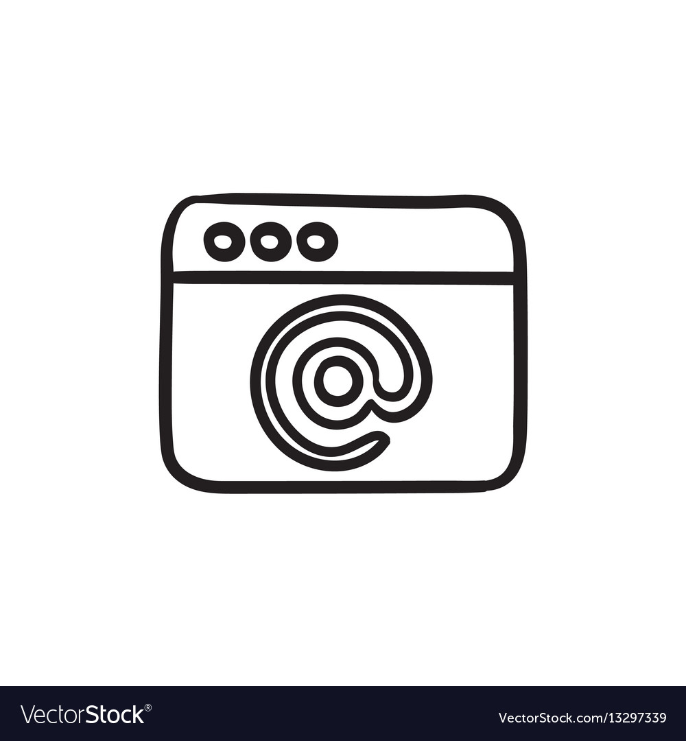 Browser window with email sign sketch icon