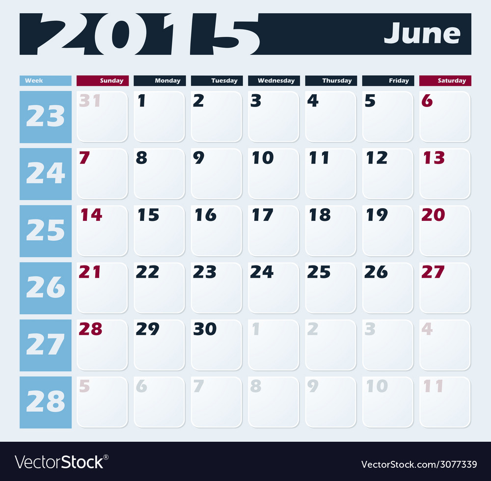 Kalender 2015 June Design Template