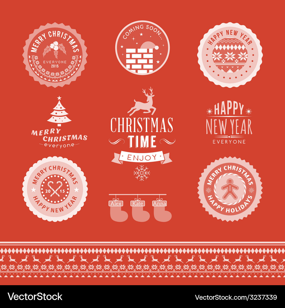 Christmas decoration set design elements labels Vector Image