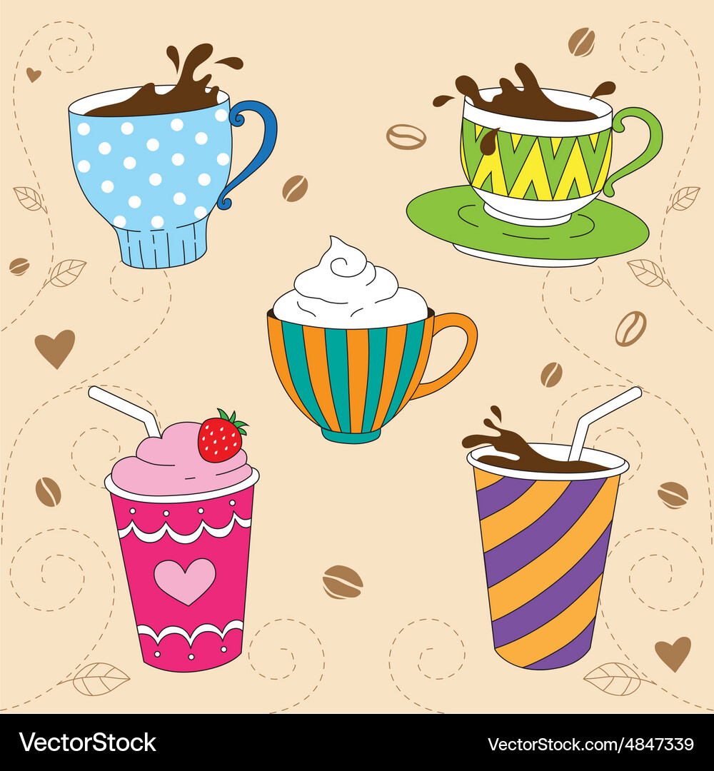 Coffee set Royalty Free Vector Image - VectorStock