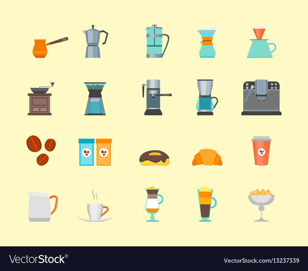 Coffee Shop Color Icon Set Royalty Free Vector Image