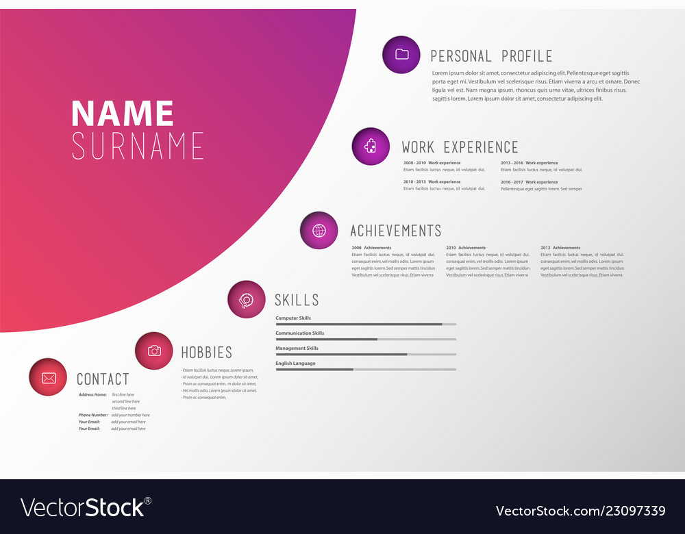 Kreative einfache cv Vorlage mit bunten Kreisen
