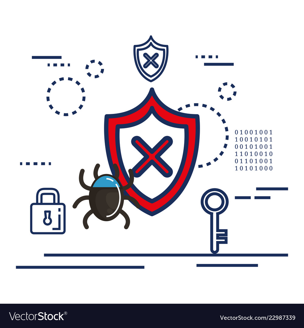 Data center security with shield Vector Image Data center security with shield