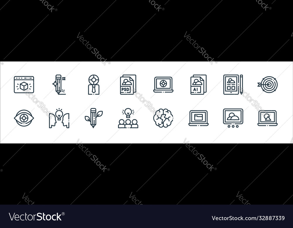 Design thinking line icons linear set quality vector image Design thinking line icons linear set quality