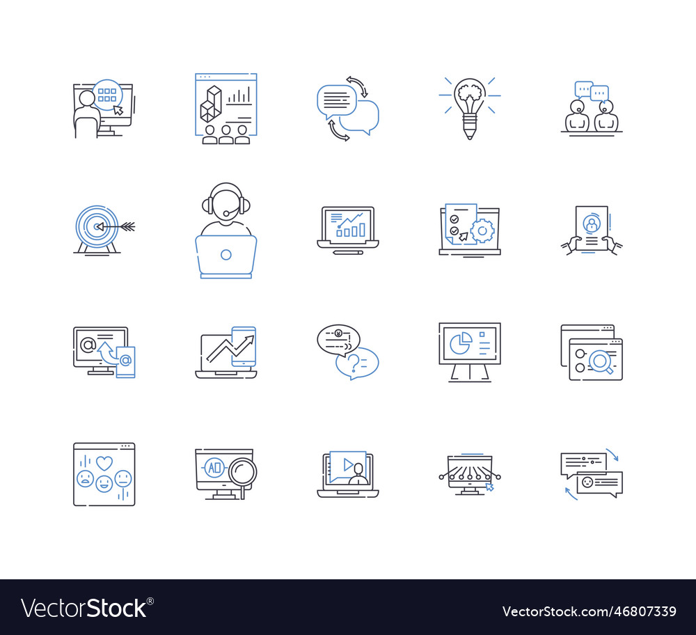 Digitized content line icons collection Royalty Free Vector