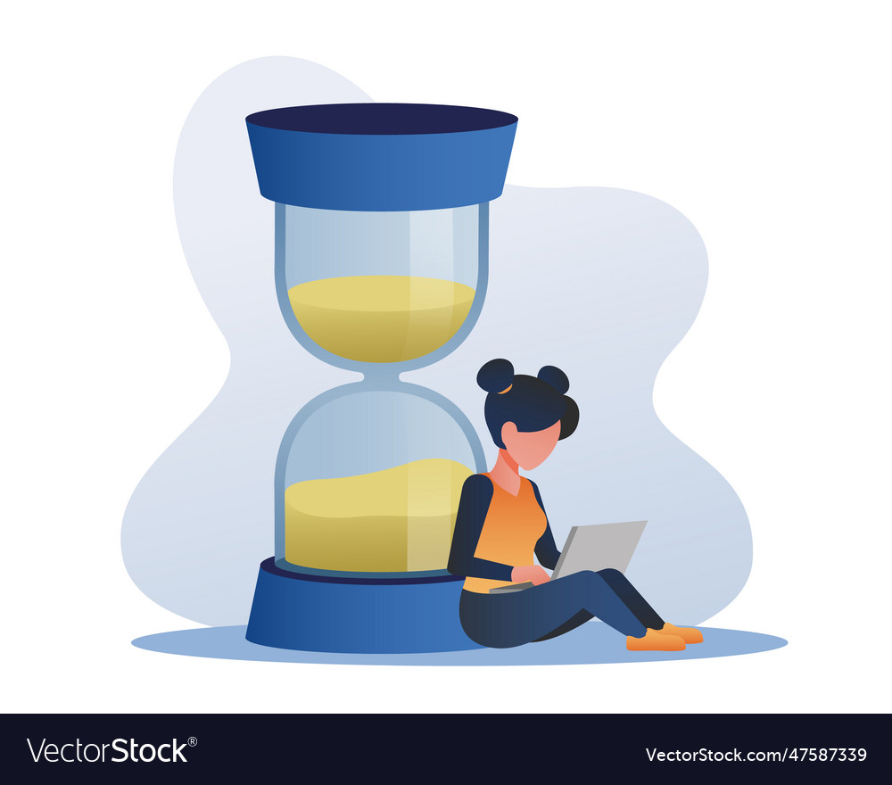 Faceless cartoon girl working on laptop sitting Vector Image