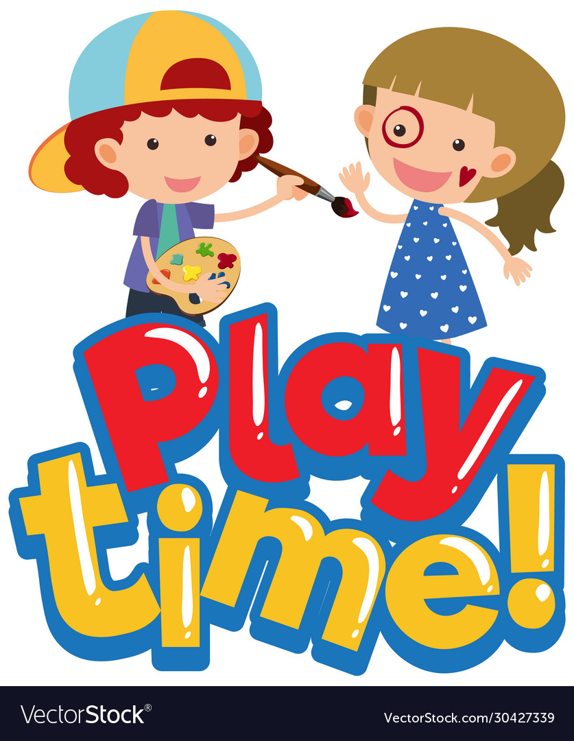 Font design for word play time with happy kids