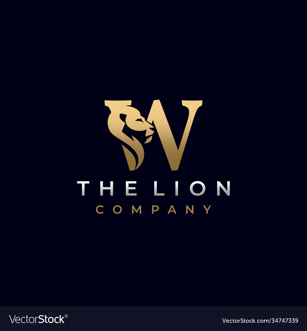 Letter w lion head elegant luxury logo design