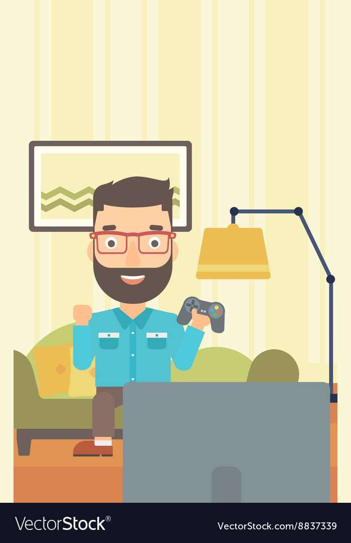 Man playing video game