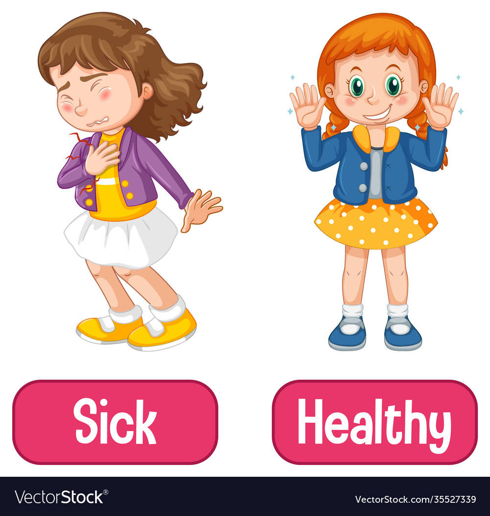 opposite-adjectives-words-with-sick-and-healthy-vector-image