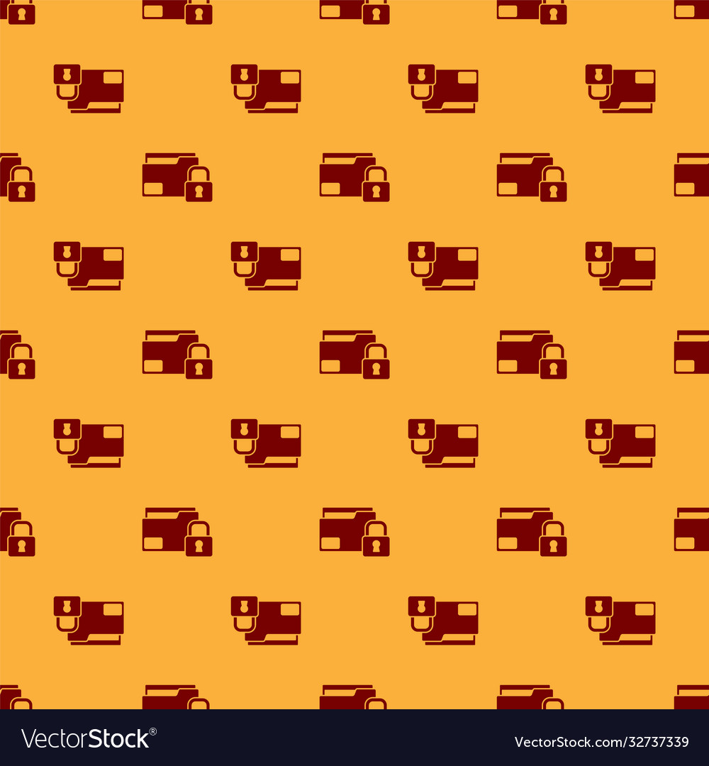 Red folder and lock icon isolated seamless pattern Vector Image Red folder and lock icon isolated seamless pattern