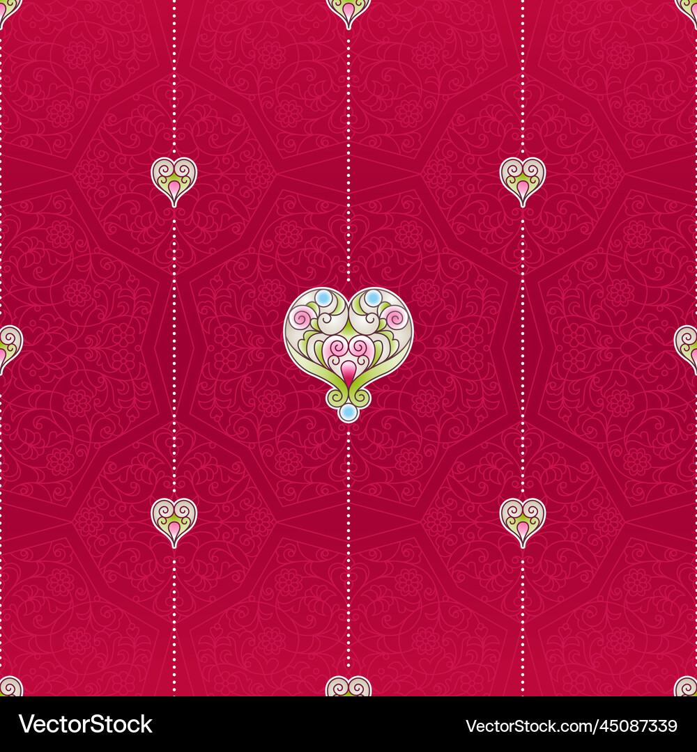Red seamless pattern with hearts Royalty Free Vector Image