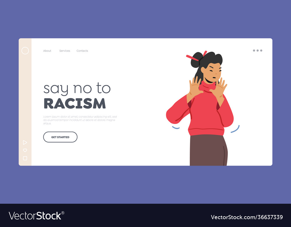 Say no to racism landing page template woman