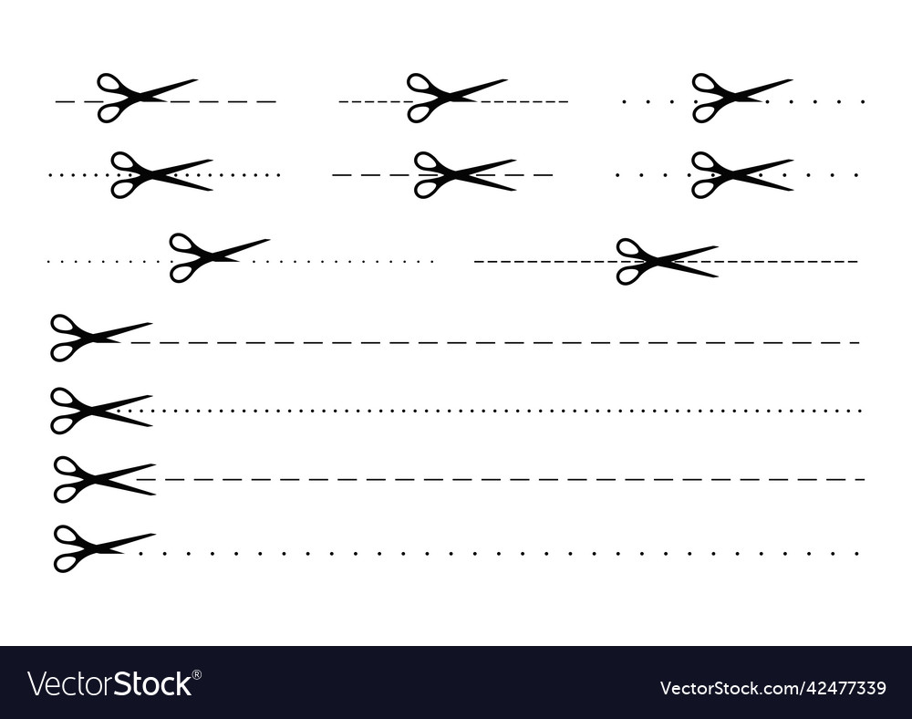 Scrissors cut dotted line mark icon set