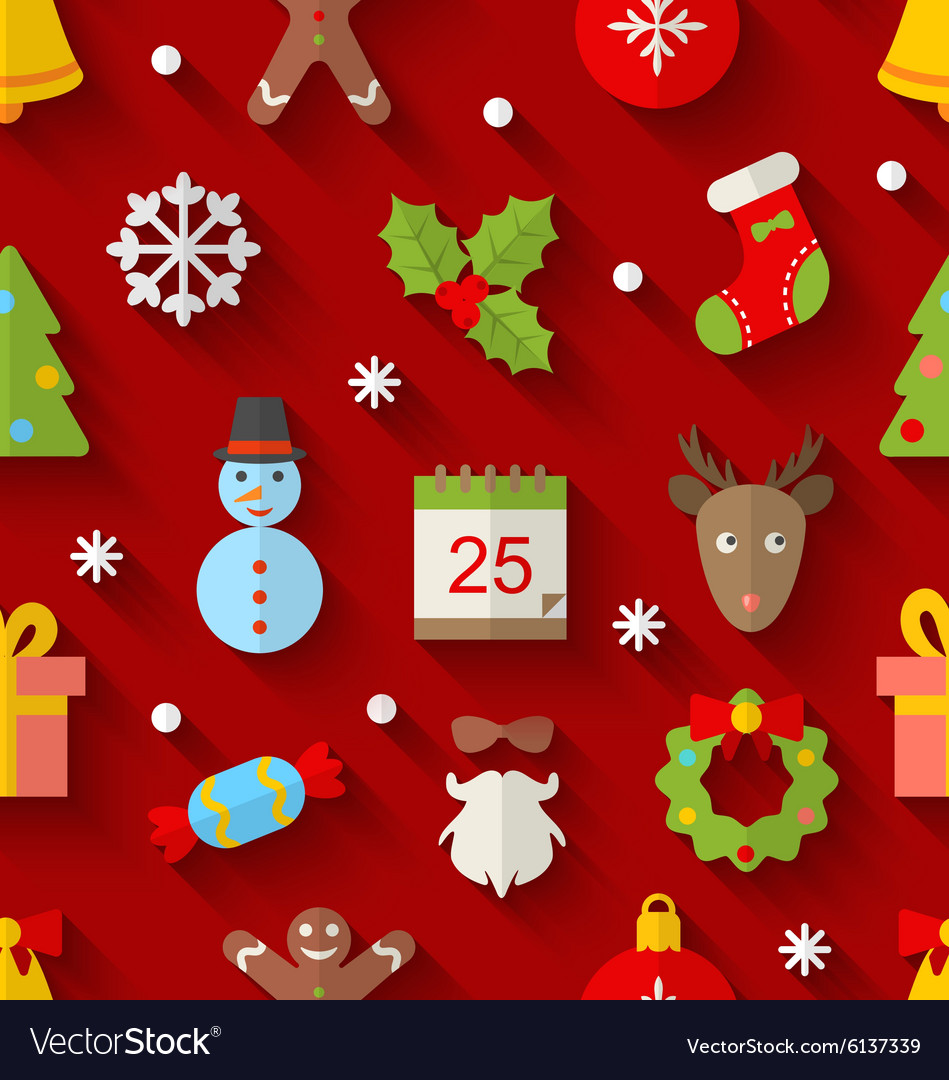 Seamless pattern with christmas colorful objects